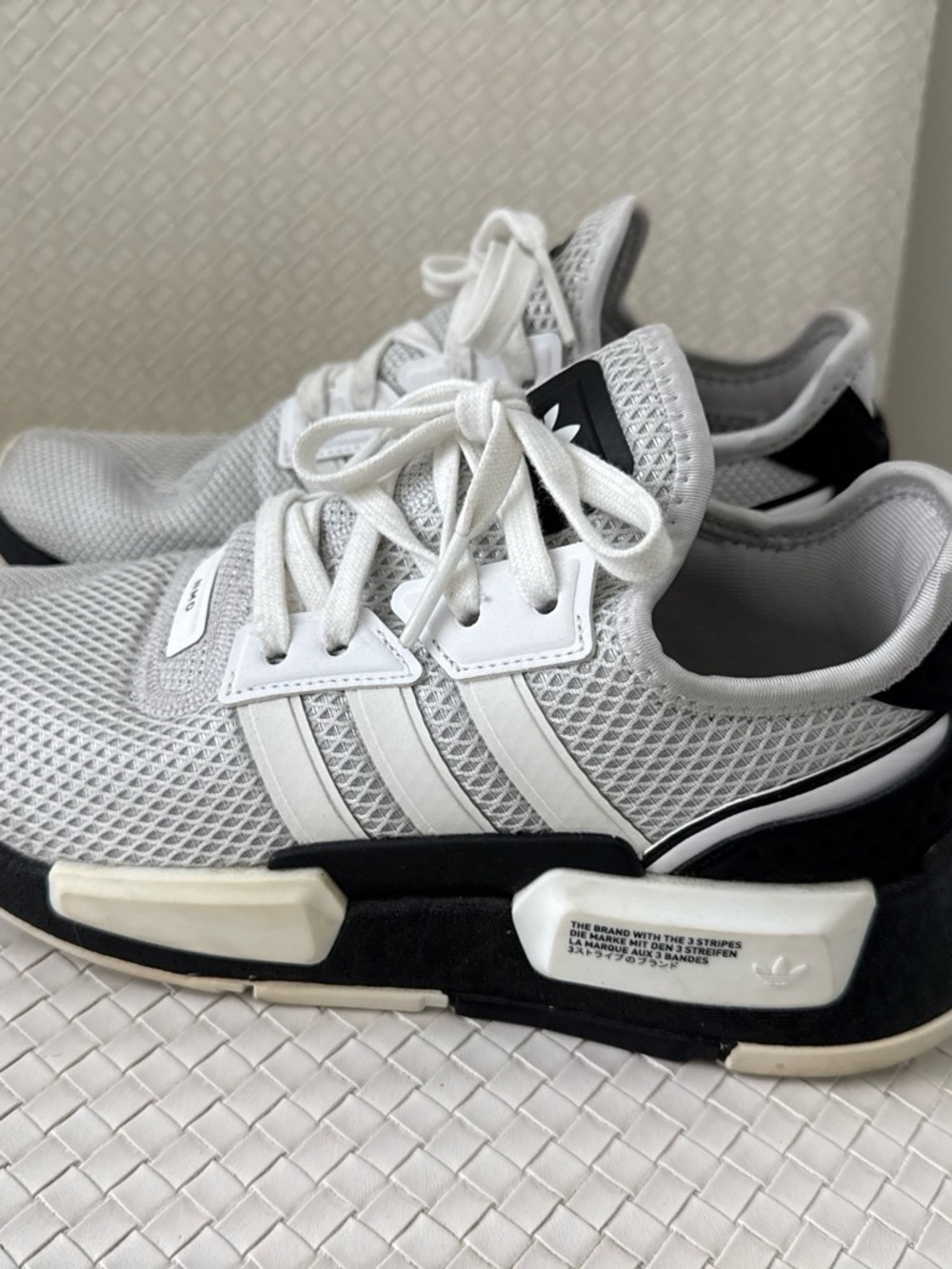 adidas White and Black Mesh Lifestyle Sneakers